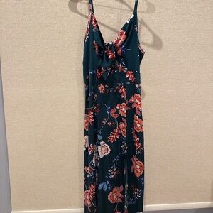 Floral Twist-Front Midi Dress